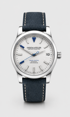 Aneesa Atelier Heritage limited watch with a blue suade strap and automatic movement. Classy